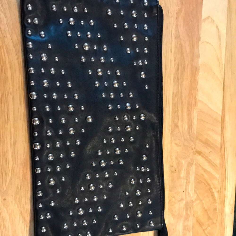 Leather studded clutch